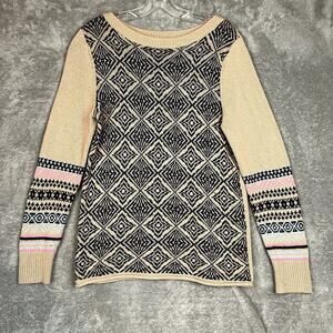Sundance Knit Sweater Womens S Cashmere Lambswool Patterned Beige